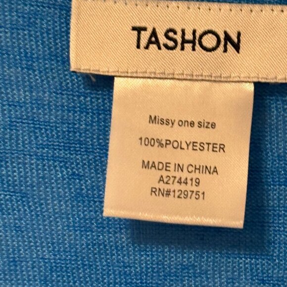 Tashon Open Front Blue & White Kimono Cardigan One Sz Open front cardigan - Picture 3 of 12